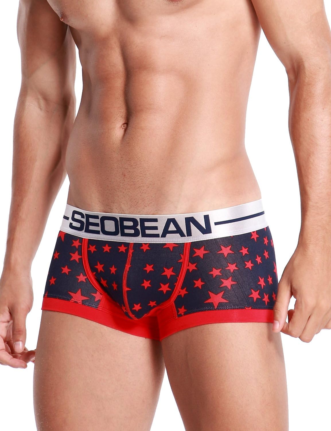 SEOBEAN Mens Low Rise Sexy Star Trunk Boxer Brief Short Pants Underwear