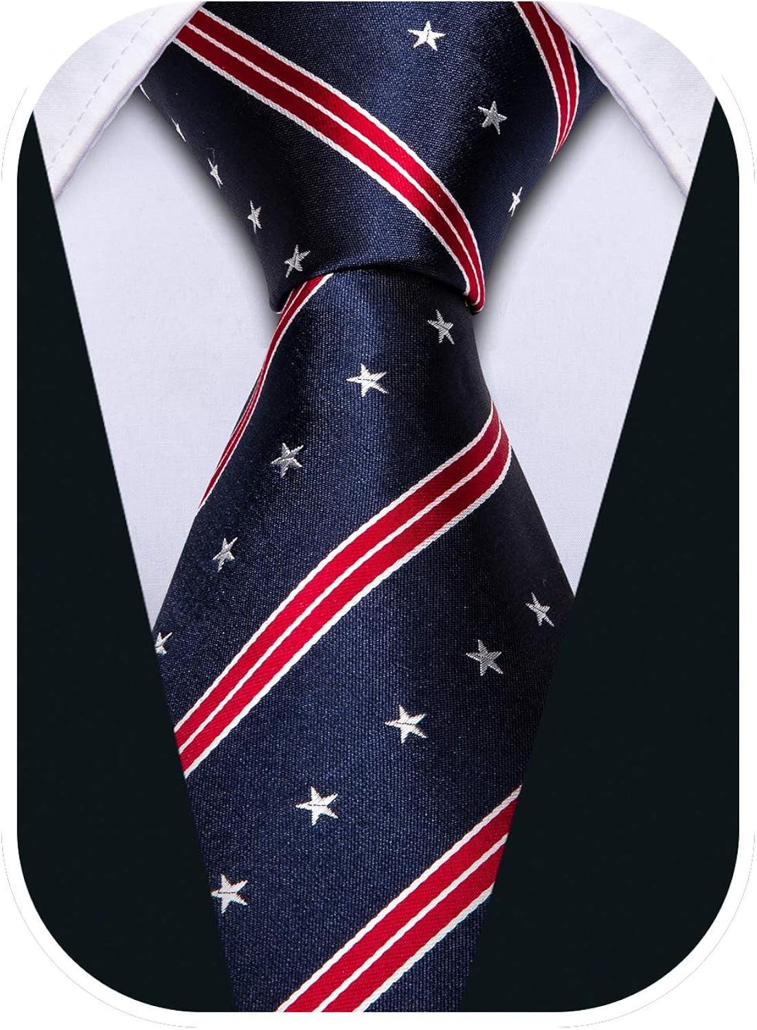 America National Flag Ties Silk Star Necktie Party Holiday Formal Gifts