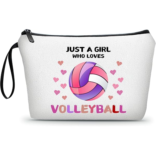Volleyball-Kosmetiktasche 'Just A Girl Who Loves Volleyball' – 22,9x17,8 Cm, Baumwoll-Leinen