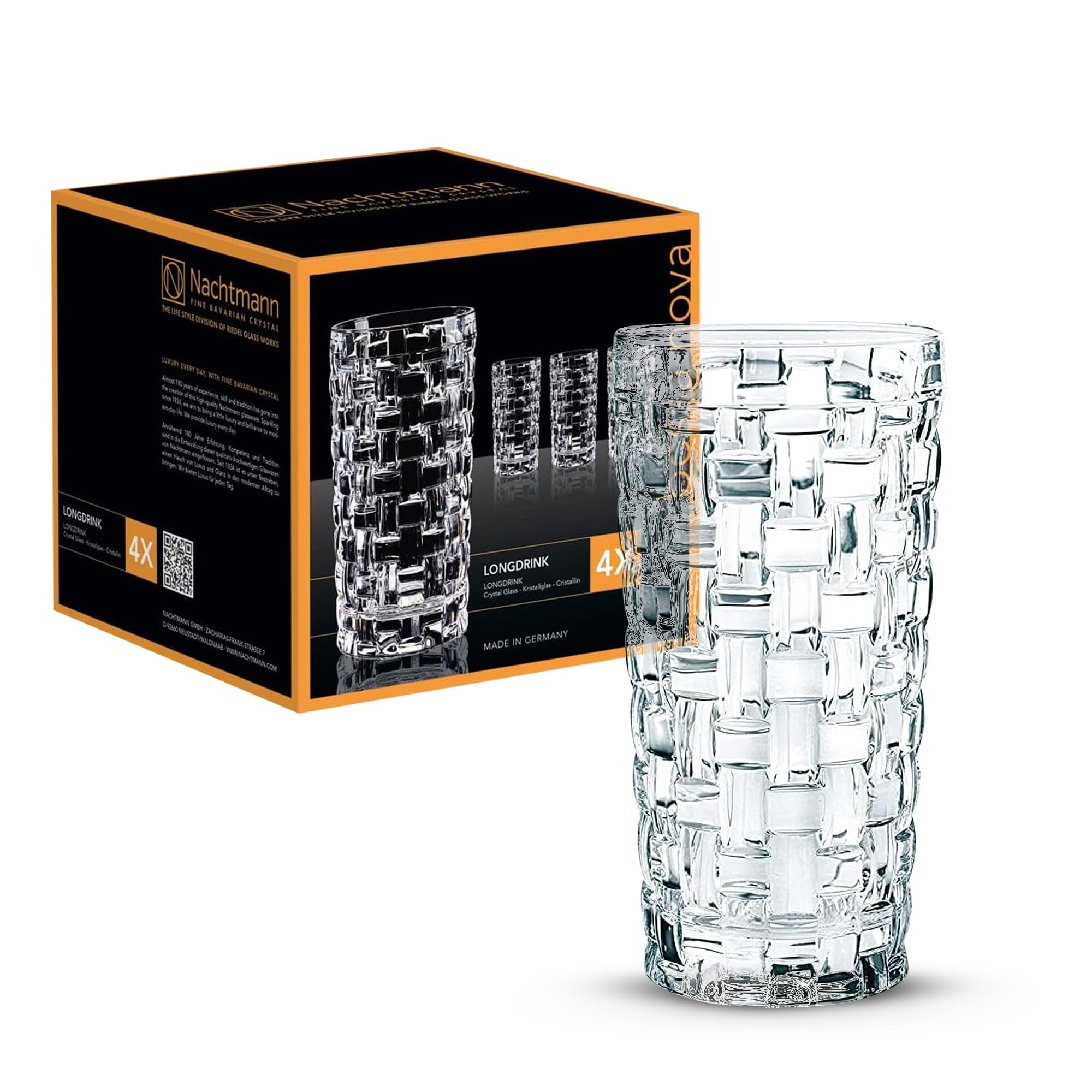 Nachtmann Highball Glasses, Set of 4, Crystal, 395 ml, Bossa Nova, 92075