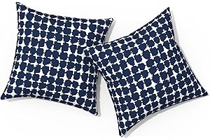 TWLEAR Outdoor Pillows for Patio Furniture 16x16 inch, Square Outdoor Throw Pillows with Inserts, Decorative Patio Pillows for Garden Couch Home Sofa Office Chair, Pack of 2, Tie-Dye Navy