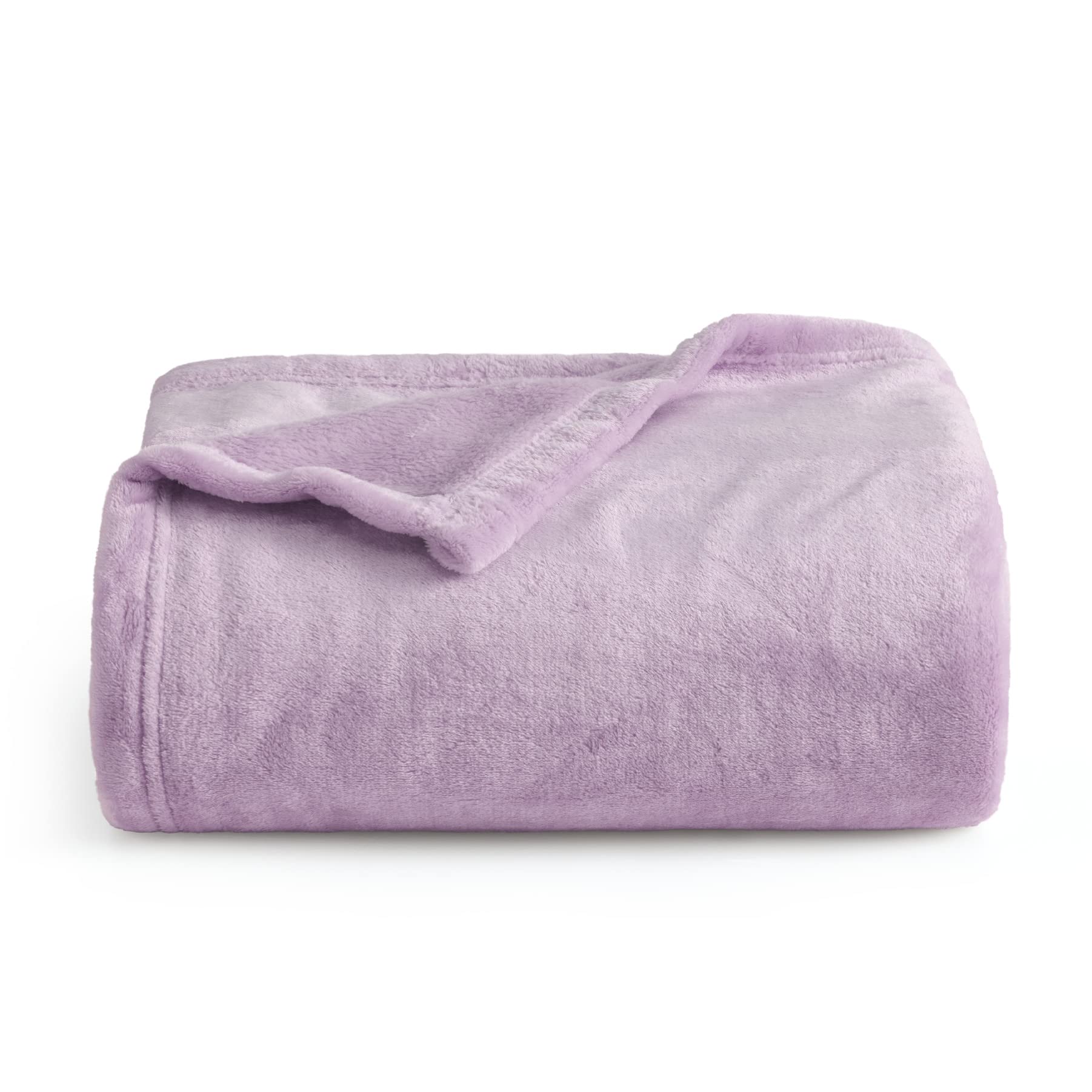 Bedsure Fleece Throw Blanket for Sofa - Soft Cosy Fluffy Blankets for Bed, Warm Single Throws for Audlts, Light Purple, 130x150 cm