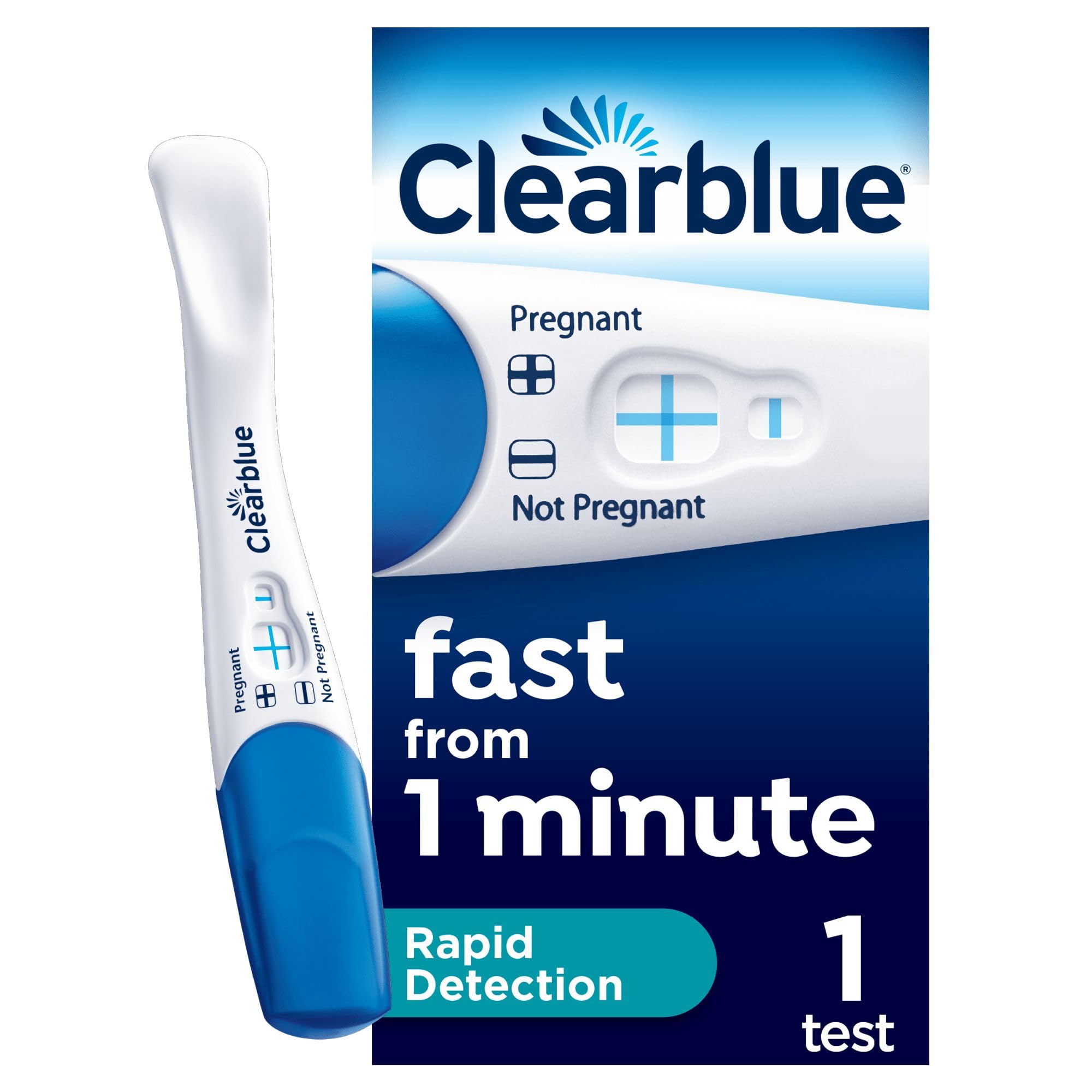 Clearblue Pregnancy Test, Rapid Detection, Result As Fast As 1 Minute, 1 Test, Easy at Home Testing, Packaging May Vary