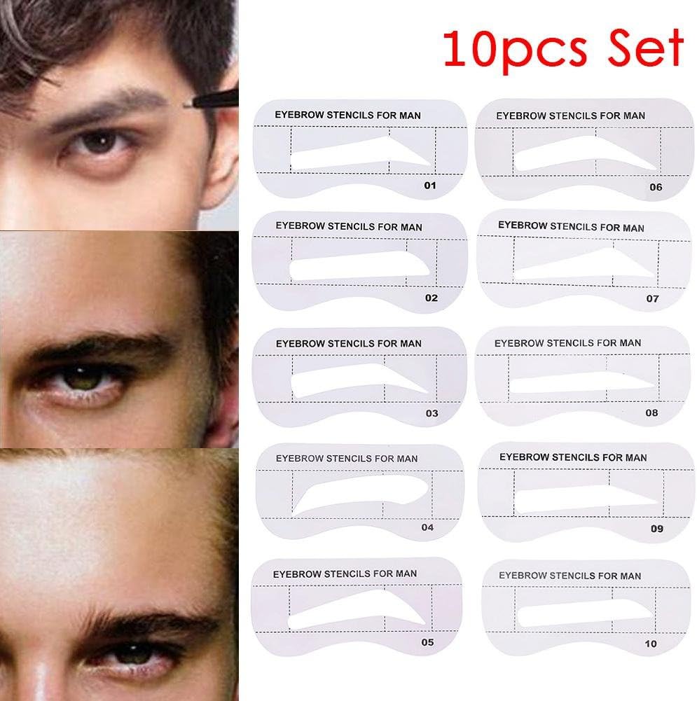 ZHUOTOP Classic 10Pcs/Set Fashion Men DIY Eyebrow Template Shaper Stencils Card Beauty Makeup Tool Eye Grooming Kit