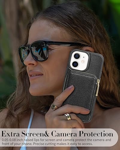 ZVE Wallet Case for iPhone 11, Zipper Phone Case with Credit Card