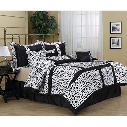 Amazon Com Dp 7pc Girls Black White Zebra Stripes Comforter
