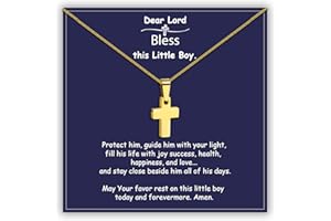 Sereney Stocking Stuffer Gold Cross Necklace for Boy, Mustard Seed Jewelry Necklaces for Women Christian Religious Baptism Confirmation Gifts Teen Present 1st Communions Present for Teens Charm, 18k Gold Plating Gold Jewelry
