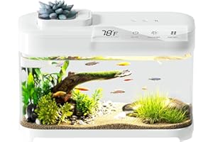 RED TAIL FISH Smart Betta Fish Tank Aquarium 3 Gallon with Temperature Monitor, 3 Stage Filtration, 8 Color Lighting, Self Cleaning Small Beta Tank Kit, Acrylic