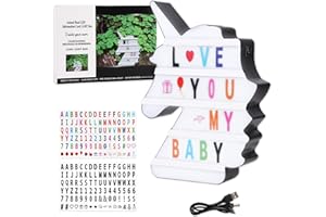 ANKDD Unicorn Cinema Light Box Personalized Changeable Letters Board Led Light Up Sign with 192 Black & Color Letters Home Decor Gifts for Kids Girls Boys Women Birthdays Festival Wedding Party Gifts