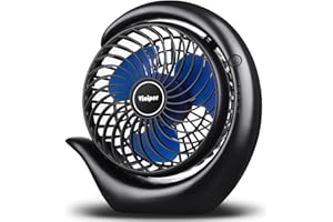 Viniper Portable Rechargeable Fan, Small Desk Fan : 3 Speeds & 8-24 Hours Longer Working, 180 Rotation, Portable USB Battery Fan for Office/Home (Black-Blue)6.2 inch
