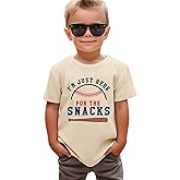 SANIXJOO Toddler Baby Boys Girls Baseball T-Shirts I'm Just Here for The Snacks Kids Short Sleeve Crewneck Summer Tee Tops