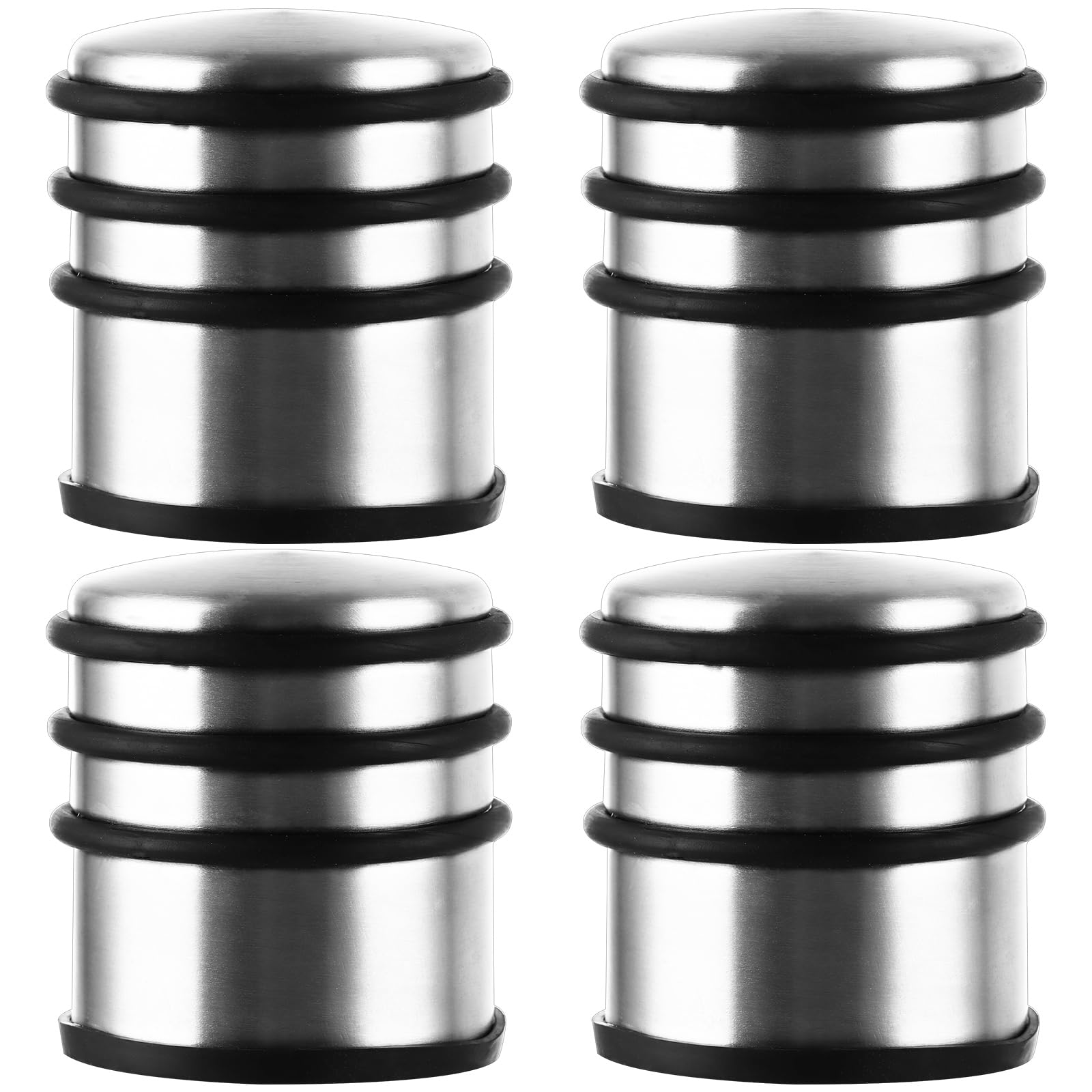 JMIATRY 4 Pcs Stainless Steel Door Stoppers, 1kg Heavy Duty Chrome Door Stop with Dome Rubber Bumper, Metal Round Door Stoppers for Floor