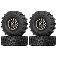 OGRC 1.0 RC Wheel and Tires Brass Negative Offset 7mm Wheels with New Compound 1.0 Tires for 1/18 TRX4M 1/24 SCX24 C10 JLU Deadbolt Gladiator Bronco FMS FCX24 RC Crawler Car
