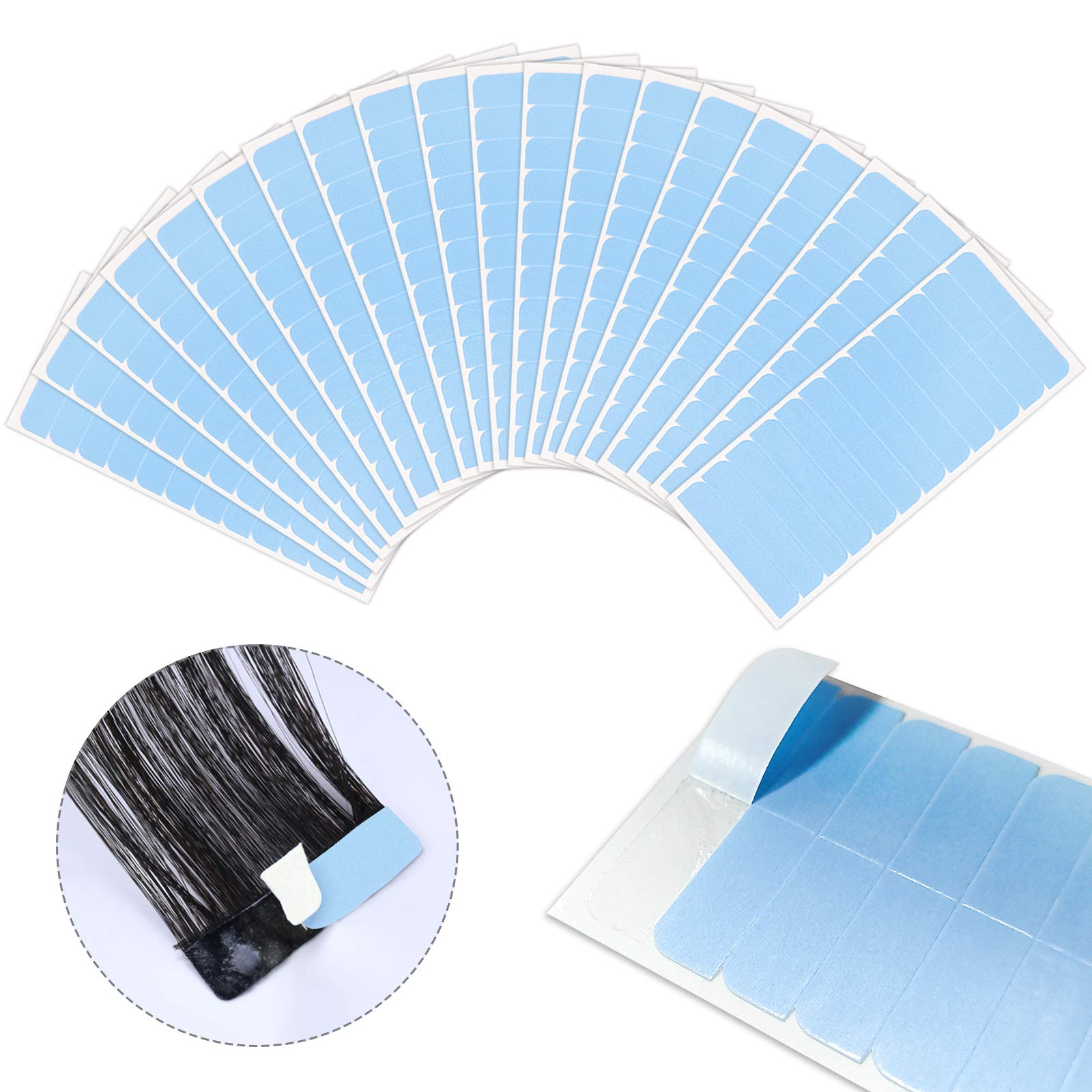 EBANKU 240Pcs Double Sided Hair Tape - Hair Extension Tape Tabs Replacement Tape for Hair Extensions Lace Wig Hairpiece Toupee Hair Weft (Blue)