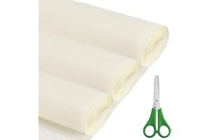 FYANER Crepe Paper Roll (17Inch x 8.2ft),3Rolls,Crepe Paper,DIY Gift Color Paper Flowers Set for Mother's Day, Valentine's Day, Birthday and Wedding Decoration Flowers Making (White Cream)