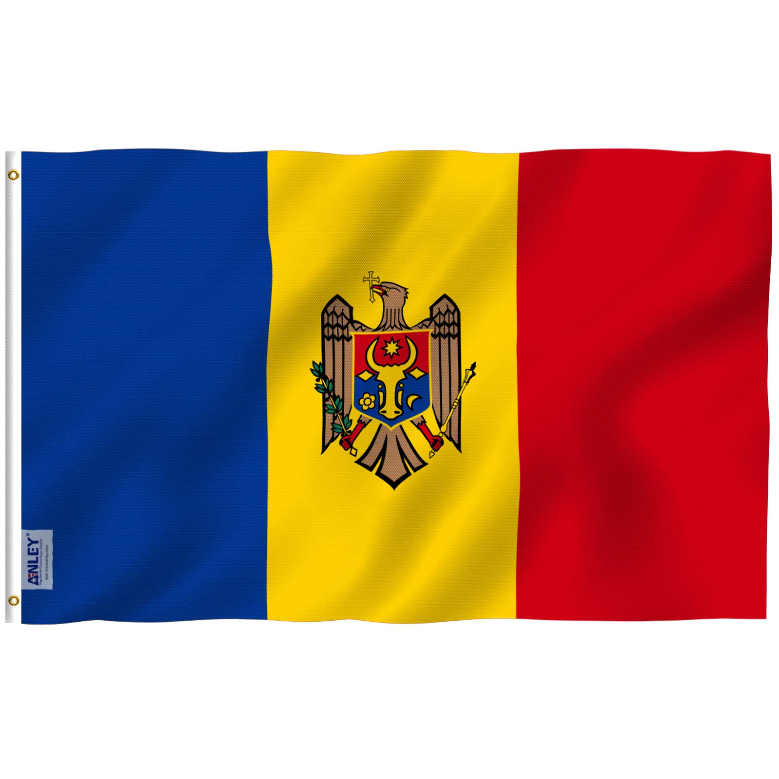 ANLEY Fly Breeze 3x5 Feet Moldova Flag - Vivid Color and UV Fade Resistant - Canvas Header and Double Stitched - Republic of Moldova Flags Polyester with Brass Grommets 3 X 5 FT
