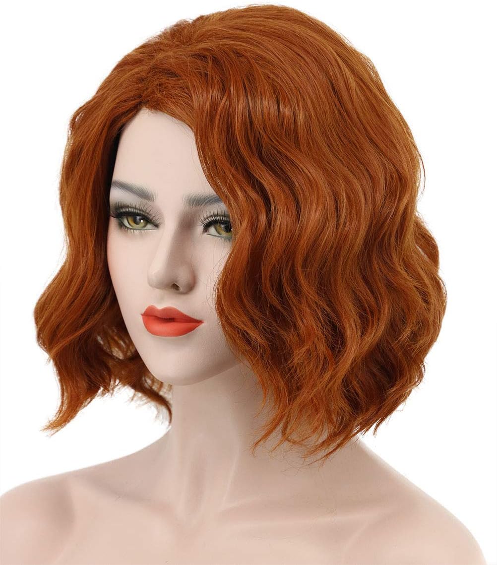 Karlery Adult Women Short Bob Wave Orange Wig Halloween Cosplay Wig Anime Costume Party - Image 3