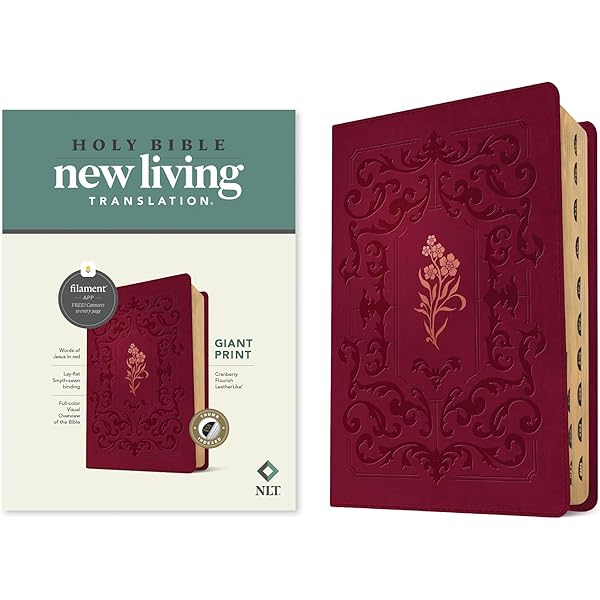 NLT Giant Print Bible, Filament Enabled (LeatherLike, Cranberry