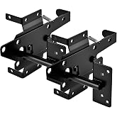SANKINS Self-Locking Gate Latch Heavy-Duty for Wood Gate, Steel Black, 2pcs | Post Mount Automatic, gate locks for outdoor fence| Pool | Garden, Gravity Door Latch with Fasteners Hardware, Padlockable