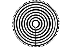 HOHOTIME Christmas Tree Skirt, Black White Annual Rings 30 Inch Tree Skirt with Pom Pom Trim for Holiday Party Xmas Halloween