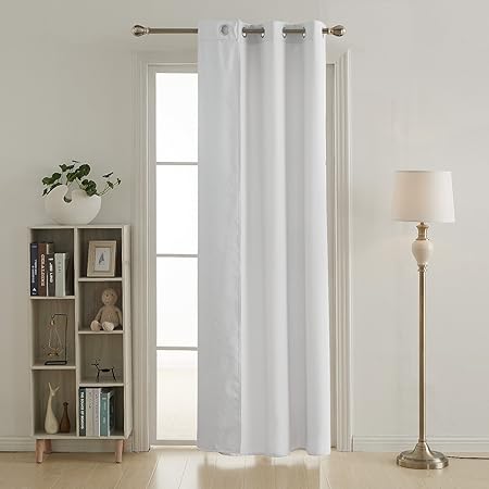 Deconovo Rideau Salon Avec Revêtement Argenté à Oeilles Isolant Thermique Pour Salle à Manger 140x240cm Blanc