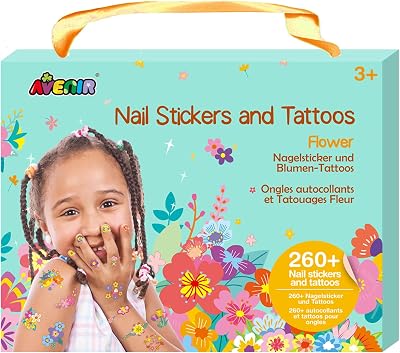 Avenir Creative Set Nail Stickers & Tattoos Flowers 2 Tattoos 1 Sticker Box