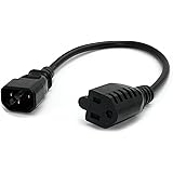 StarTech.com 1ft Standard Computer Power Adapter Cord (IEC 60320 C14 Male to NEMA 5-15R Female) - 10A - Black - Wall Power to