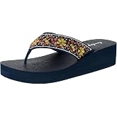 Lowkeyray Women's wedge flip flops Sandal
