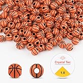 200PCS Basketball Beads with 1 Roll 1mm Elastic Rope, 10 mm Acrylic Sports Ball Beads for Bracelet, DIY, Jewelry Making, Necklace Charms, Craft Keychain, Home Decoration Accessories