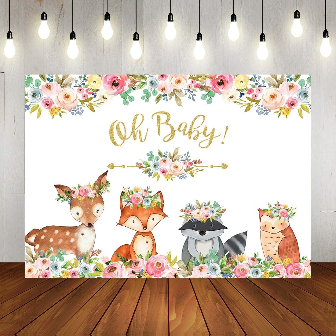 woodland baby shower backdrop