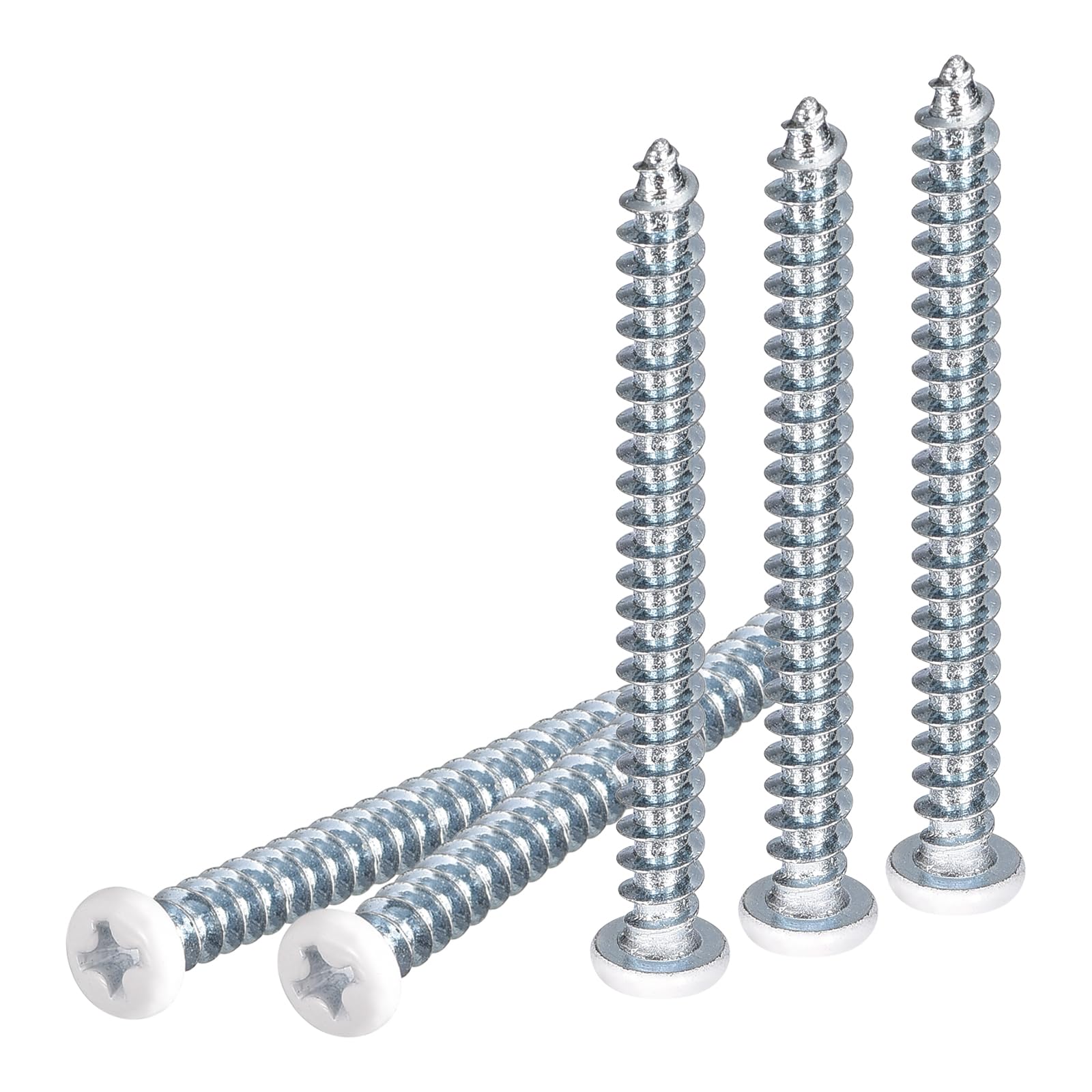 DTGN ST4x40mm White Screws 100Pack - Zinc Plated Carbon Steel Pan Head Phillips Sheet Metal Screw Self-tapping Screw Wood Screws — image 1