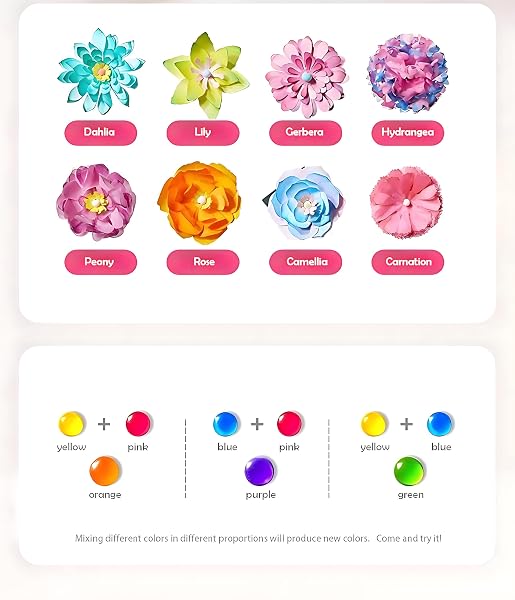 TEHZYORA PAPER FLOWER SCIENCE KITS & CRAFTS FOR GIRLS AGES 8–12 – DIY COLOR-WICKING BLOOMING FLOWERS WITH PRIMARY DYES, STEM ART PROJECT, BOUQUET BOX INCLUDED (PINK)