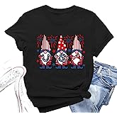 Valiri American Flag Gnomes Shirt for Womens 4th of July Patriotic T-Shirt Independence Day Tee Tops