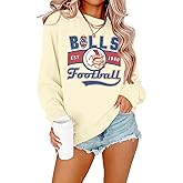 JINTING Football Sweatshirts Women Game Day: Football Letters Print Tee Game Day Long Sleeve Shirt Football Team Fans Tops