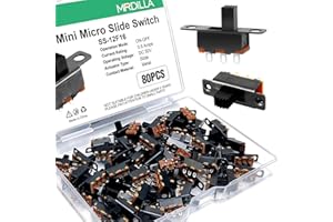 MRDILLA 80 Pcs SPDT Micro Slide Switch 3 Pin 2 Position,Small 5mm Vertical Toggle Switch 1P2T,Black Mini On-Off Switch Available for Electronic Projects, Arduino Switches