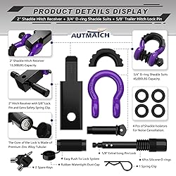 AUTMATCH Shackle Hitch Receiver 2 Inch - 3/4" D