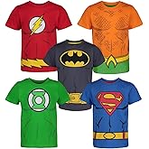 DC Comics Justice League The Flash Green Lantern Superman Aquaman Batman 5 Pack Boys Graphic T-Shirts Toddler to Big Kid