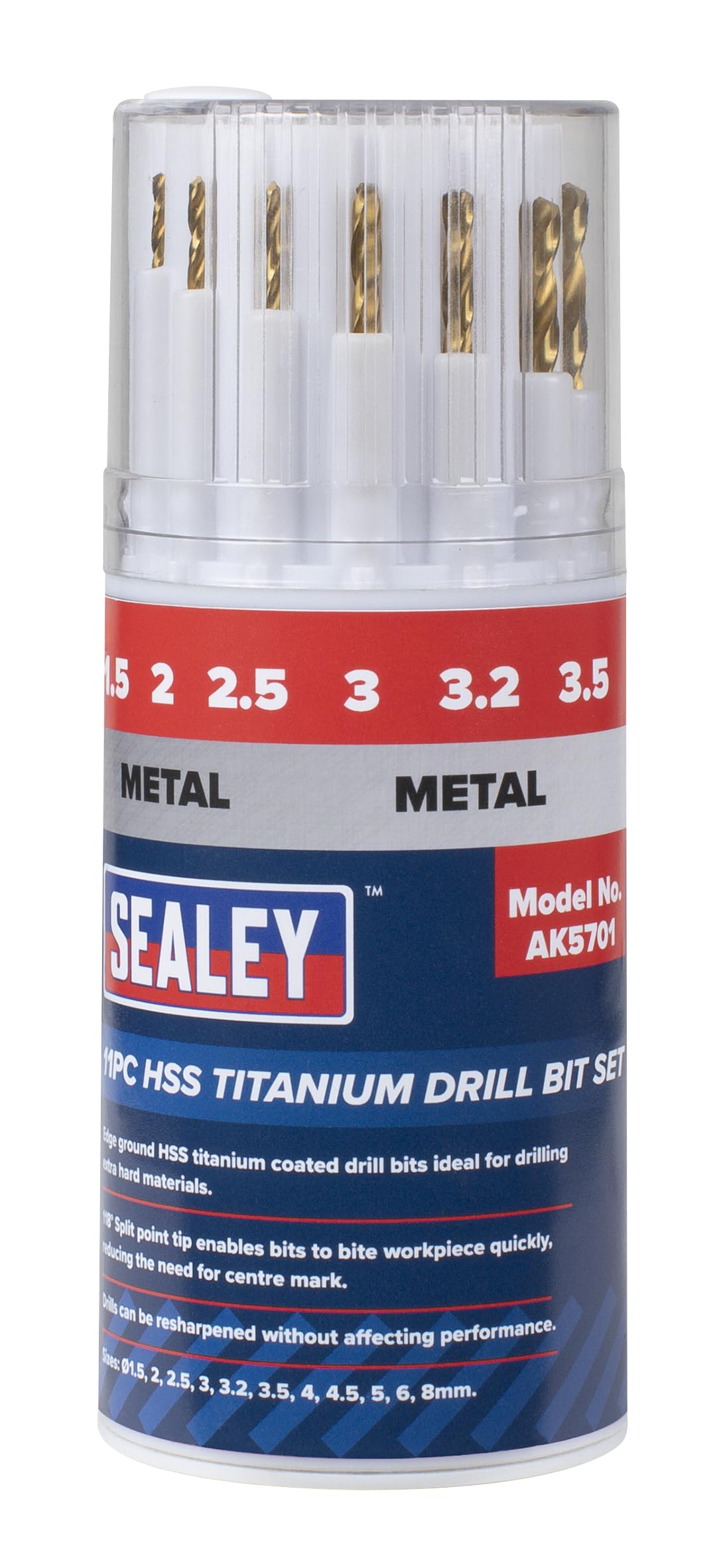 Sealey HSS Titanium Drill Bit Set 11pc - AK5701