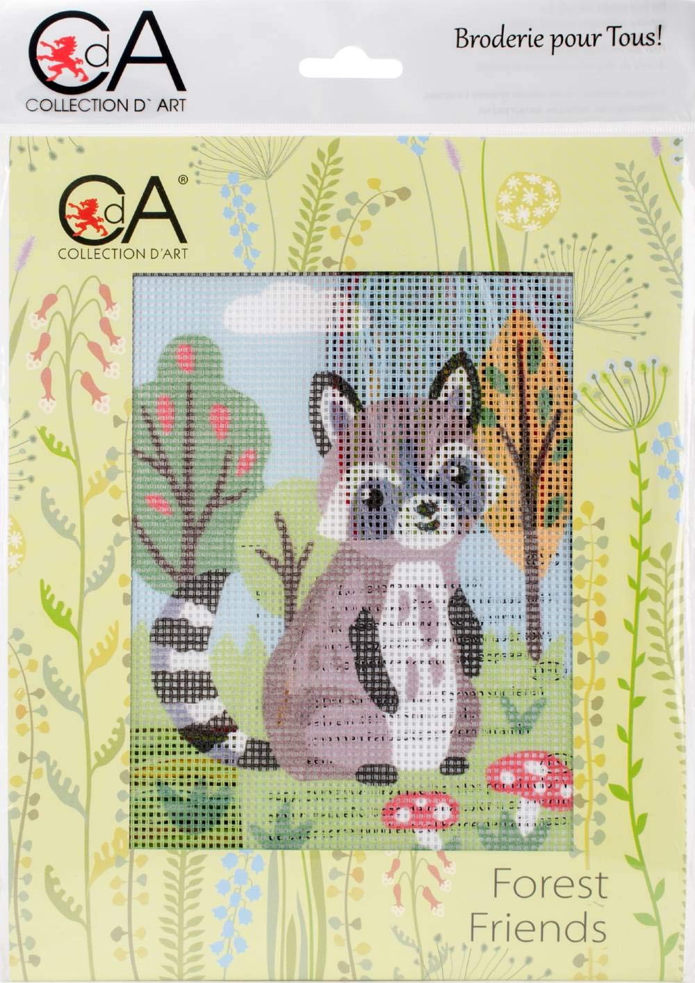 Collection D'Art Raccoon Tapestry Kit, 100% Cotton, Multi-Colour, 20 x 25 x 0.1 cm