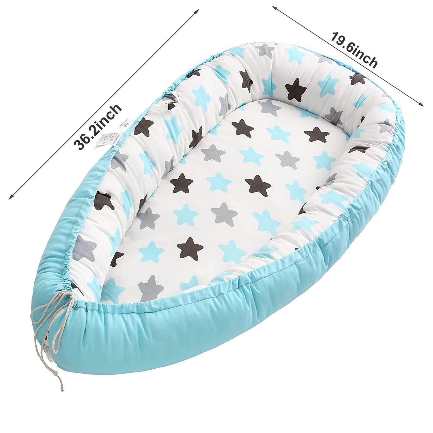 Baby Lounger, Baby Nest and Baby Bassinet, Portable Ultra Soft Breathable Newborn Lounger Crib, Perfect for Co-Sleeping and Traveling (0-12 Months)(New Blue Star): Baby