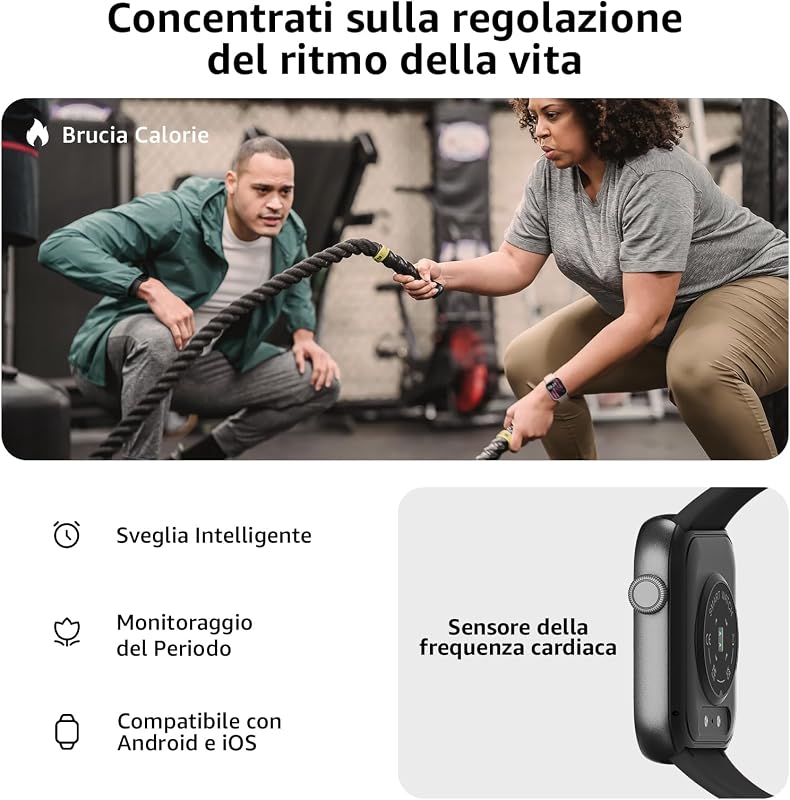 Smartwatch Uomo Donna, 1.85" Orologio Smartwatch con Effettua/Risposta Chiamate, 113 Sportive Smart Watch con Contapassi/SpO2/Sonno/Cardiofrequenzimetro, Impermeabil IP68 per iOS Android