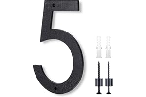 HOIUTER 10 Inch Large House Numbers,Floating House Numbers, Big Plastic Outside Address Numbers for Door, Garden Door Address Numbers for House, 911 Visibility Signage (5)