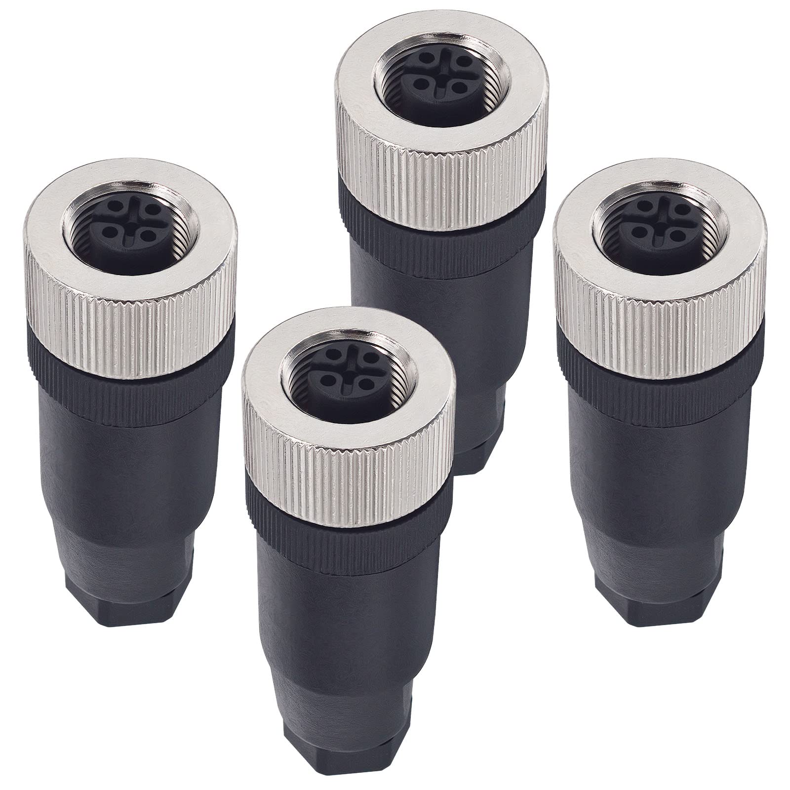 Lonlonty M12 5-Pin Female Circular Aviation Connector Plug 12mm Waterproof Circular Aviation Connector Plug Adapter 4 Pack