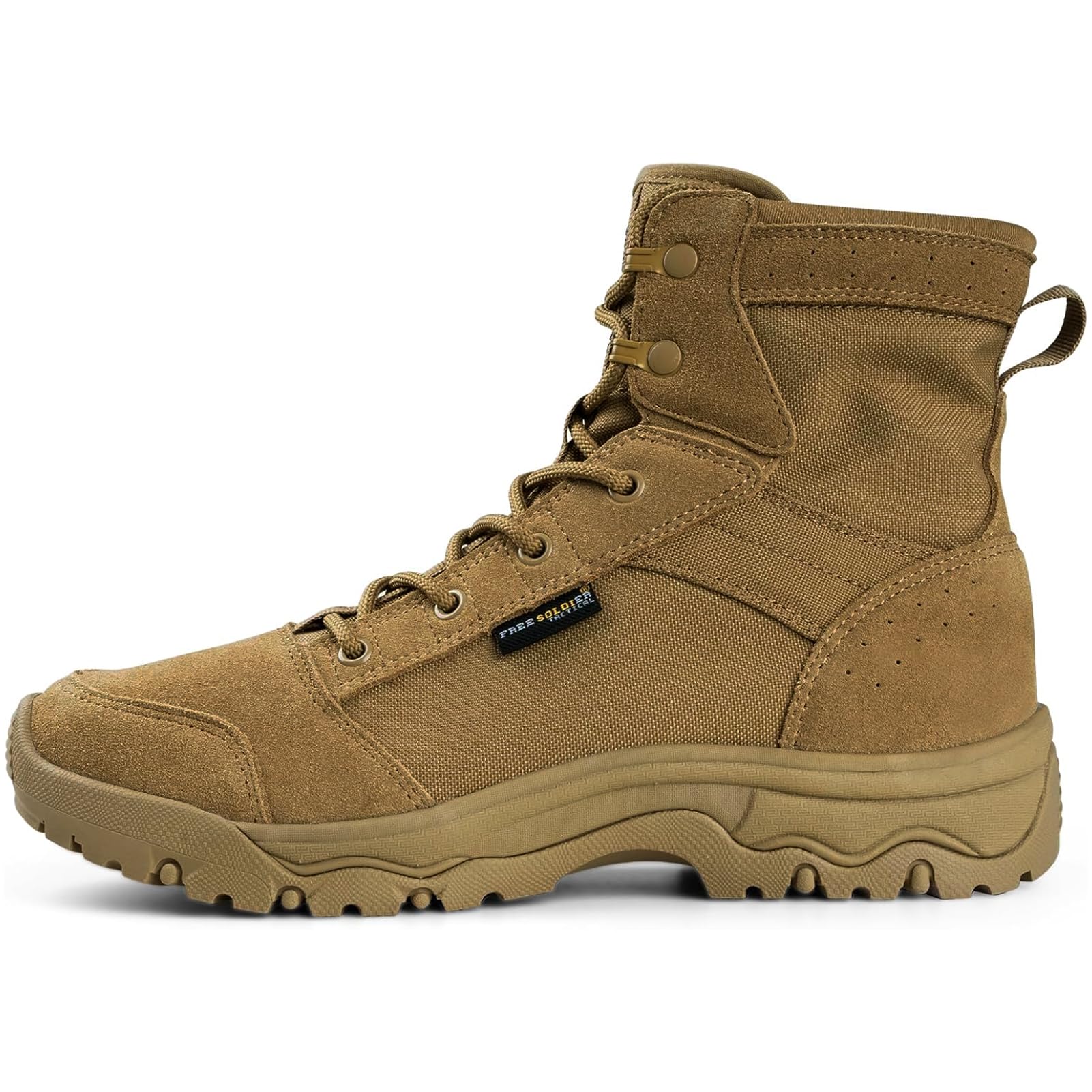 Photo 1 of FREE SOLDIER Men's Tactical Hiking Boots Lightweight Comfortable Work Boots Combat Boots 6 Inches(Brown 9)