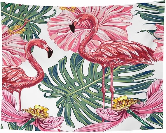 N\A Wandbehang Wandteppiche Schöne rosa Flamingos Textur weiße