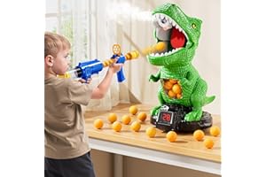 XINNOVEL Movable Dinosaur Shooting for Toys Kids 4-6, Electronic Kids Target Games w/Air Pump Gun, LCD Score Record, Sound, 24 Foam Balls, Birthday Gifts for 3 4 5 6 7 8 9 Year Old Boys Girls