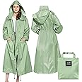 SOPPY Rain Coats for Women, Long Waterproof Raincoat Lightweight Hooded Rain Jacket for Hiking Travel Outdoor