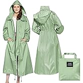 SOPPY Rain Coats for Women, Long Waterproof Raincoat Lightweight Hooded Rain Jacket for Hiking Travel Outdoor