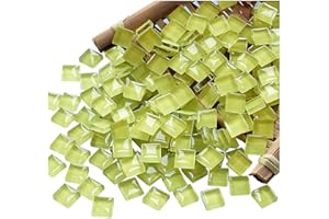FAIRUO 100 Pieces Mosaic Tiles Squares Yellow Crystal Mosaic Stained Glass for Crafts Supplies DIY Picture Frames Handmade Jewelry Coasters Art Material Decoration,1x1cm