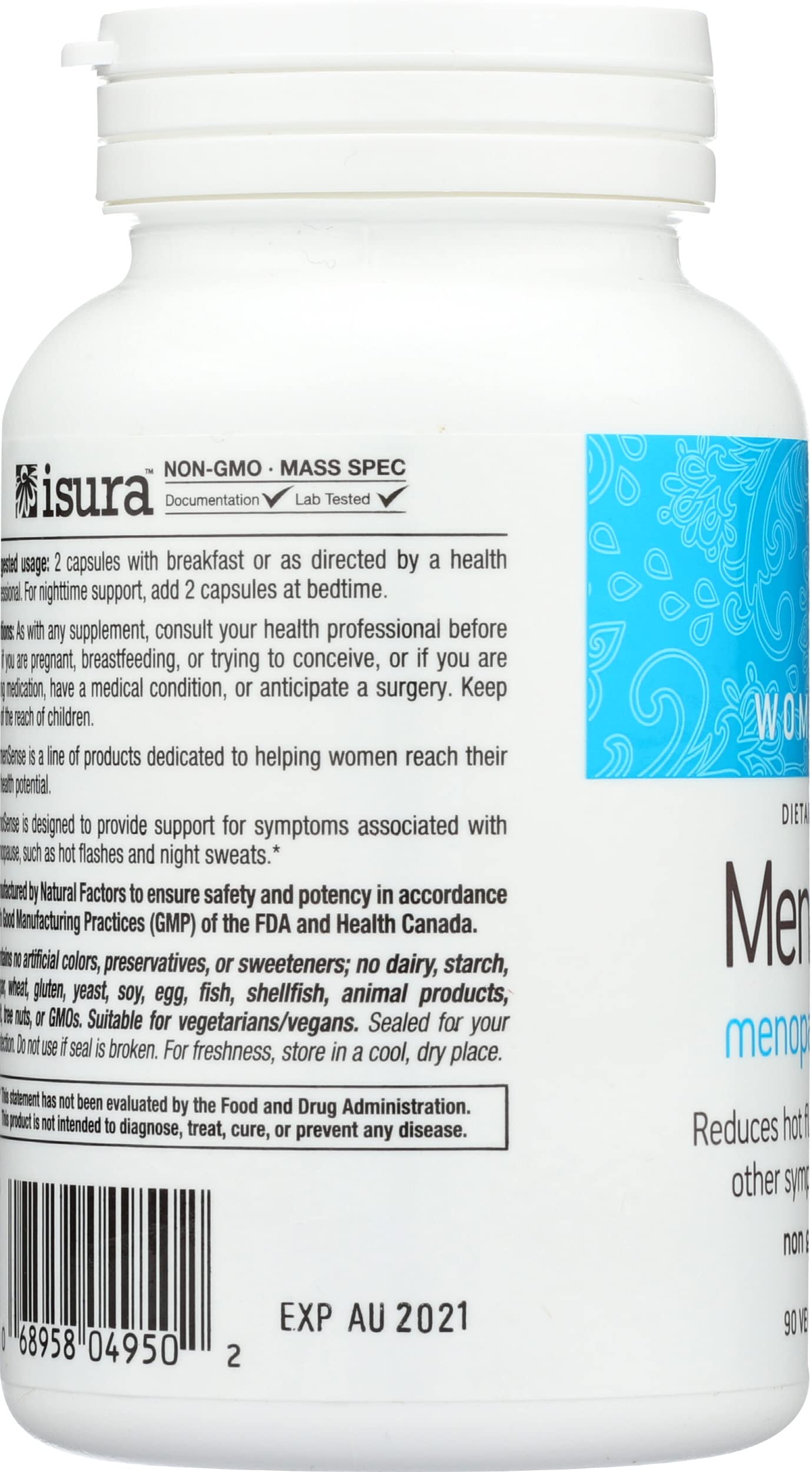 WomenSense MenoSense by Natural Factors, Natural Supplement to Help Improve Menopause Symptoms, Vegan, Non-GMO, 90 Capsules